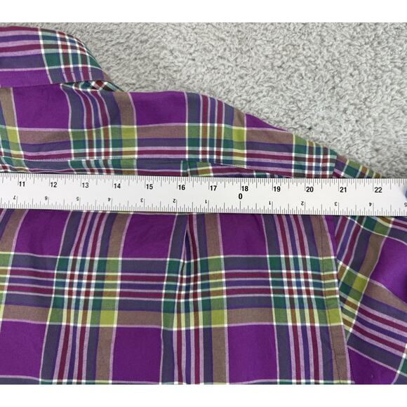 VTG Polo Ralph Lauren Mens XXL Flannel Purple Multicol Plaid Shirt MADE IN ITALY - Picture 13 of 15